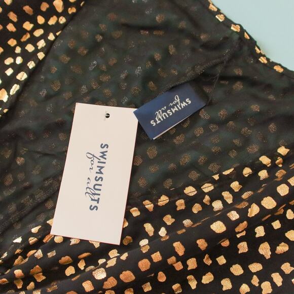 NEW Swimsuits for All Black Gold Dot Swimsuit Cover Up Kaftan Dress Size M/L - Picture 3 of 7